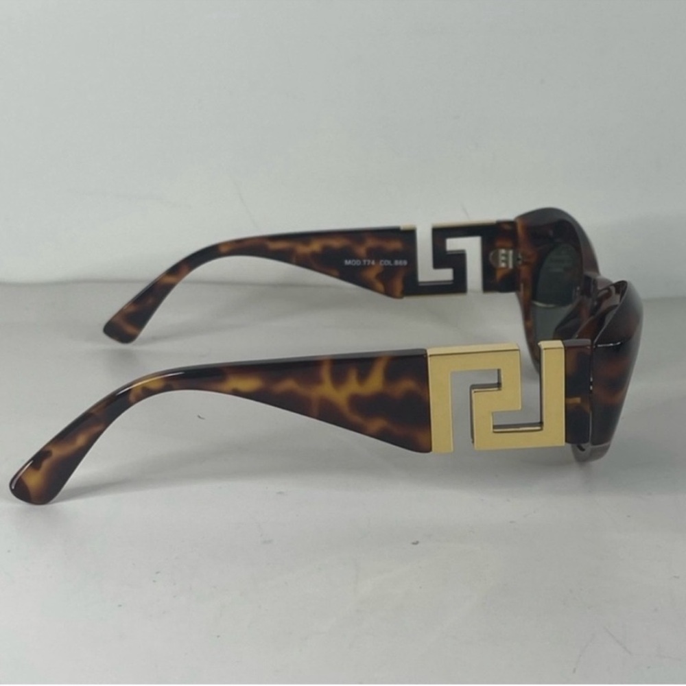Versace Tortoiseshell Oval Sunglasses with Dark Green Lenses - Picture 8 of 15